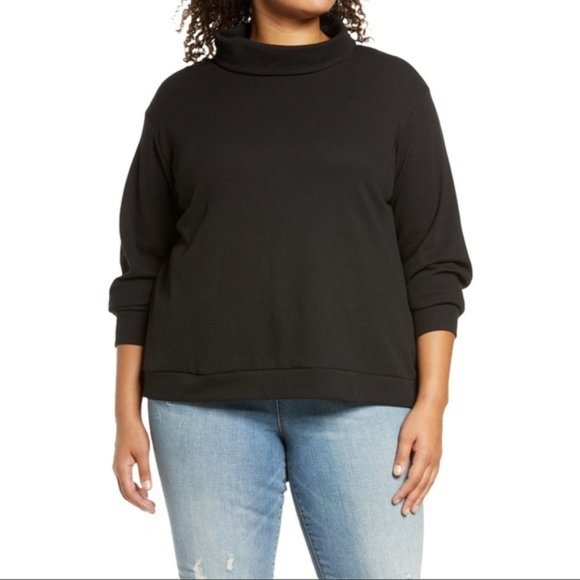 CASLON Plus Size Relaxed Fit Caslon Turtleneck Top Black - Size 1X - NWT - Picture 1 of 5